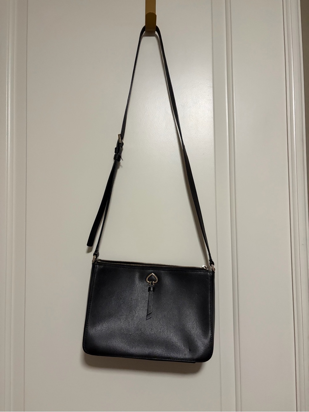 ♠️ kate spade NY Adel Medium Black Leather Crossbody ♠️ Spade Charm♠️